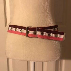Pink  stripe canvas belt